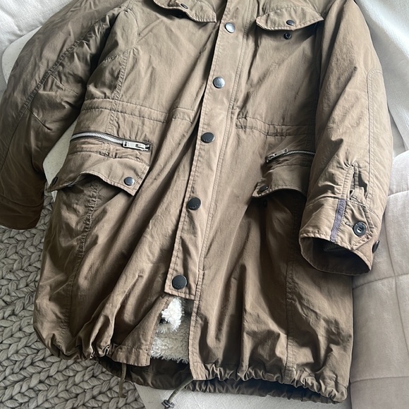 Sherpa Lined TNA Winter Jacket PARKA Army Green Size Small - Picture 5 of 11